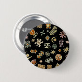 Afrikanische Adinkra-Symbole Button (Vorne & Hinten)