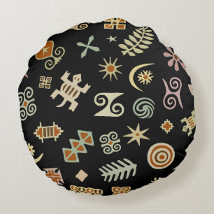 Afrikanische Adinkra-Symbole Rundes Kissen