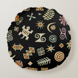 Afrikanische Adinkra-Symbole Rundes Kissen