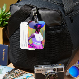 Afrikanische Alte Frau, die Vase auf ihrem Kopf tr Gepäckanhänger