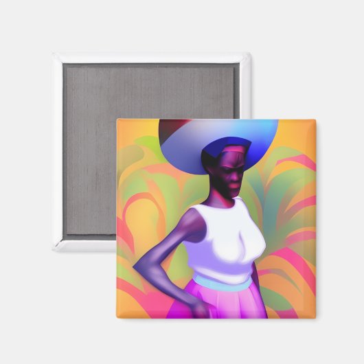 Afrikanische Alte Frau, die Vase auf ihrem Kopf tr Magnet (Vorderseite/Rückseite)