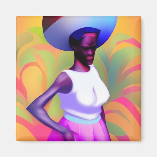 Afrikanische Alte Frau, die Vase auf ihrem Kopf tr Magnet (Vorne)