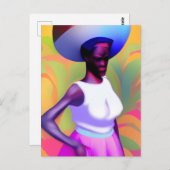 Afrikanische Alte Frau, die Vase auf ihrem Kopf tr Postkarte (Vorne/Hinten)