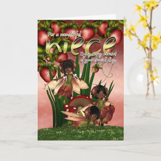 Afrikanische American Birthday Card - Nichte - Mon Karte (Gelbe Blume)