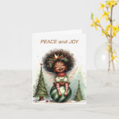 Afrikanische American Fairy Weihnachtskarte Karte (Gelbe Blume)