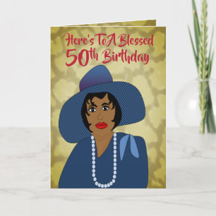 Afrikanische Amerikanerin 50. Trendy Birthday Card Dankeskarte
