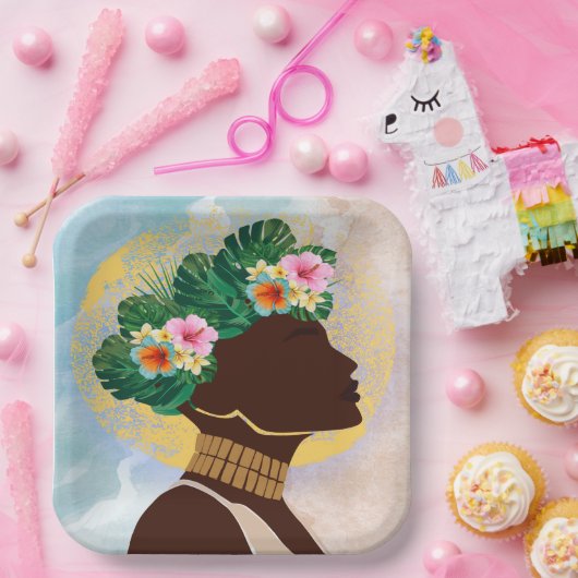 Afrikanische Amerikanerin Blumenkrone Pappteller (Party)