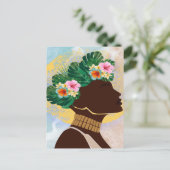 Afrikanische Amerikanerin Blumenkrone Postkarte (Stehend Vorderseite)