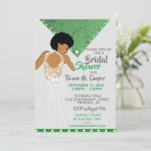 Afrikanische Amerikanerin Emerald Brautparty Einladung (Stehend Vorderseite)