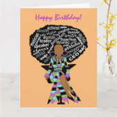 Afrikanische Amerikanerin glücklich zum Geburtstag Karte (Gelbe Blume)