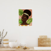 Afrikanische Amerikanerin Gold-Illustration Poster (Küche)