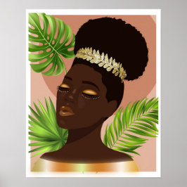 Afrikanische Amerikanerin Gold-Illustration Poster