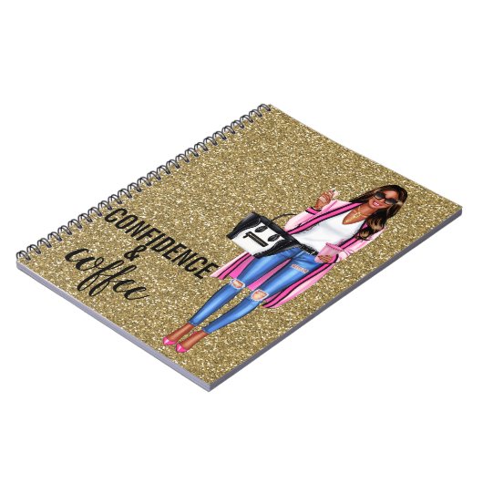 Afrikanische Amerikanerin im rosa Notebook Notizblock (Linke Seite)