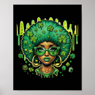 Afrikanische Amerikanerin Leprechaun Black St Patr Poster