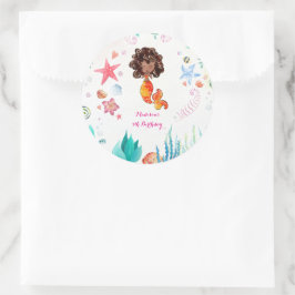 Afrikanische Amerikanerin Mermaid Birthday Danke Runder Aufkleber