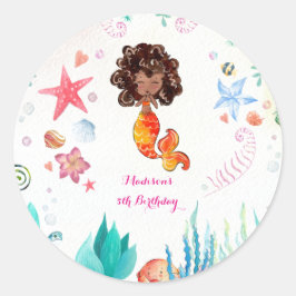 Afrikanische Amerikanerin Mermaid Birthday Danke Runder Aufkleber