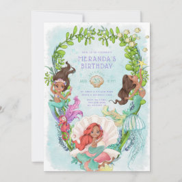 Afrikanische Amerikanerin Mermaid Birthday Einladung