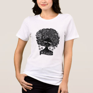 Afrikanische Amerikanerin mit Blume in Schwarz Tri-Blend Shirt