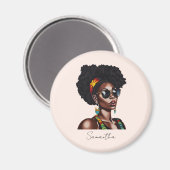 Afrikanische Amerikanerin mit schicke Sonnenbrille Magnet (Vorderseite/Rückseite)