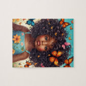 Afrikanische Amerikanerin mit SchmetterlingenPuzzl Puzzle (Horizontal)