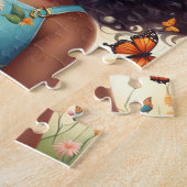 Afrikanische Amerikanerin mit SchmetterlingenPuzzl Puzzle (Seite)