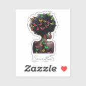 Afrikanische Amerikanerin mit schmetterlingsgefüll Aufkleber (Blatt)