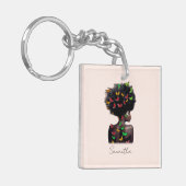 Afrikanische Amerikanerin mit schmetterlingsgefüll Schlüsselanhänger (Vorderseite links)