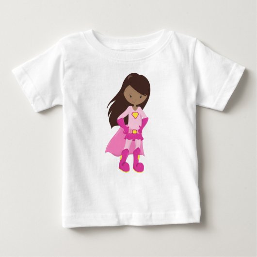 Afrikanische Amerikanerin, rosa Kaps, Superheld-Mä Baby T-shirt (Vorderseite)
