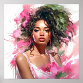 Afrikanische Amerikanerin Rosa und Grüne Malerei Poster (Vorne)