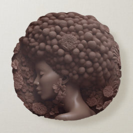 Afrikanische Amerikanerin Schwarze Königin Melanin Rundes Kissen