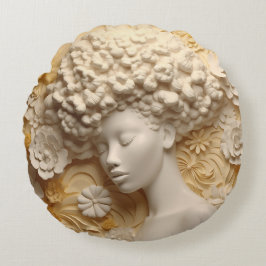 Afrikanische Amerikanerin Schwarze Königin Melanin Rundes Kissen