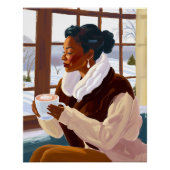 Afrikanische Amerikanerin Sipping Kakao im Winter Poster (Vorderseite)