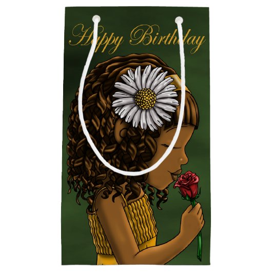 Afrikanische Amerikanerin und Rose zum Geburtstag Kleine Geschenktüte (Vorderseite)