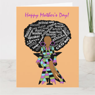 Afrikanische Amerikanerin Word Art Mother's Day Ca Karte