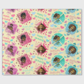 Afrikanische Amerikanerinnen mit Herz zum Geburtst Geschenkpapier (Flach)