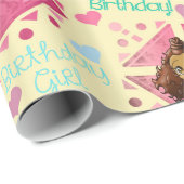 Afrikanische Amerikanerinnen mit Herz zum Geburtst Geschenkpapier (Rolleneckpunkt)