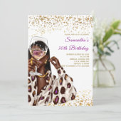 Afrikanische Amerikanerinnen zum Geburtstag Einladung (Stehend Vorderseite)