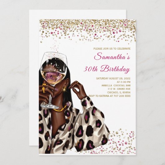 Afrikanische Amerikanerinnen zum Geburtstag Einladung (Vorne/Hinten)