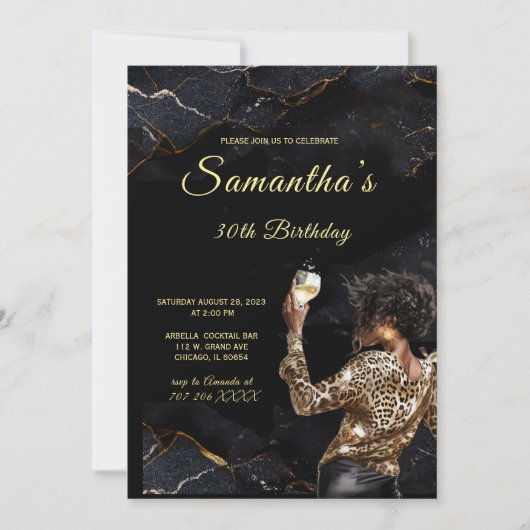 Afrikanische Amerikanerinnen zum Geburtstag Einladung (Vorderseite)