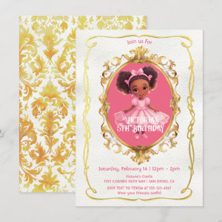 Afrikanische Amerikanisch-Goldpink-Prinzessin Birt Einladung