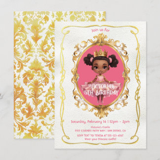Afrikanische Amerikanisch-Goldpink-Prinzessin Birt Einladung