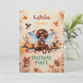 Afrikanische Amerikanisch-verzauberte Fairy Birthd Einladung (Stehend Vorderseite)