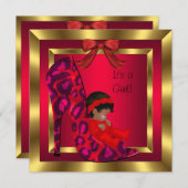Afrikanische amerikanische Babydusche Girl Red Sho Einladung (Vorne/Hinten)