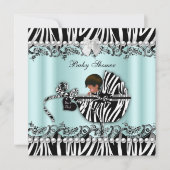 Afrikanische amerikanische Babydusche Zebra Boy od Einladung (Vorderseite)