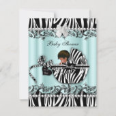 Afrikanische amerikanische Babydusche Zebra Boy od Einladung (Vorderseite)