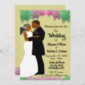 Afrikanische amerikanische Braut- und Groom-Blumen Einladung (Vorne/Hinten)