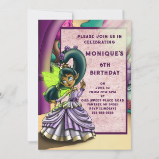 Afrikanische Amerikanische Fairy Birthday Party Einladung