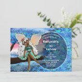 Afrikanische Amerikanische Fairy über die Geburtst Einladung (Stehend Vorderseite)