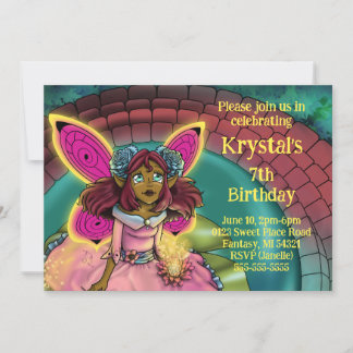 Afrikanische Amerikanische Fairy und Lilypad Gebur Einladung