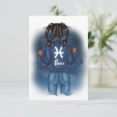 Afrikanische Amerikanische Fiszen Zodiac Sign Birt Einladung (Stehend Vorderseite)